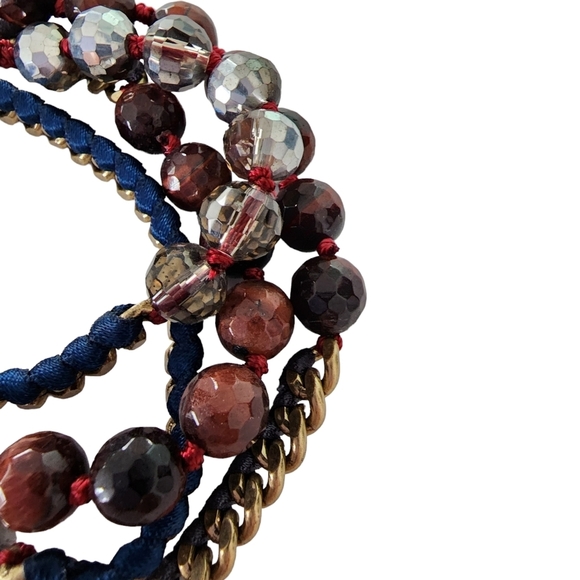 Chloe + Isabel wrap bracelet red gold festival gemstones brass stacking bracelet - Picture 2 of 10